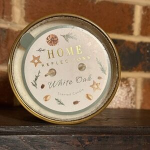 Home‎ Reflections White Oak 12oz Scented 2-Wick Candle Gold Mercury Glass Jar